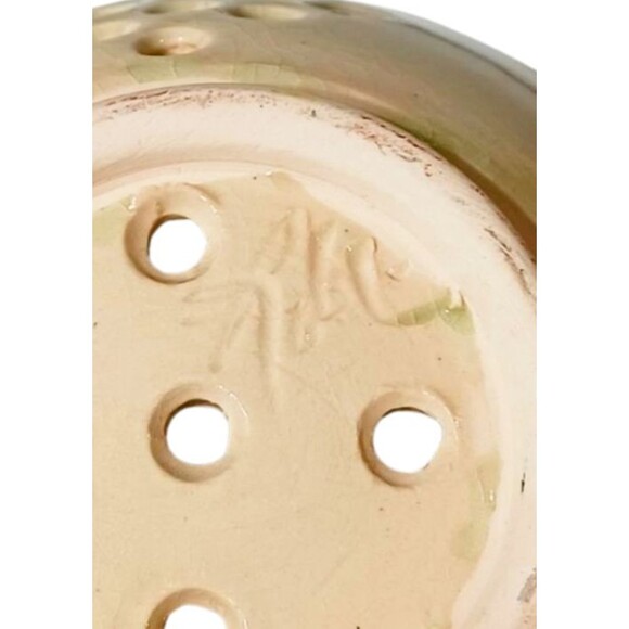 Beautiful 5.5" Ceramic Berry Colander with Artistic Design, Signed on Bottom - Picture 5 of 6